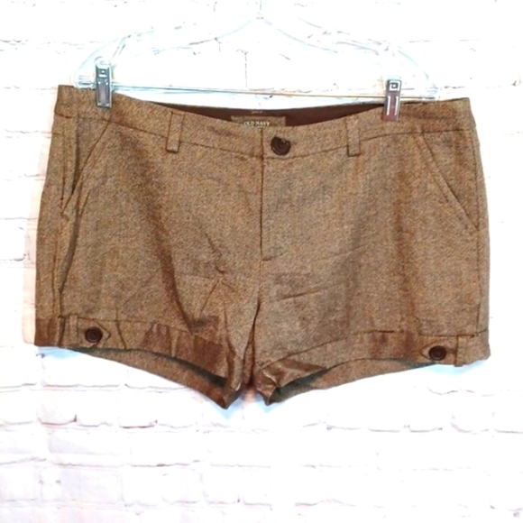 Old Navy Woman's Brown Wool Tweed  Short 55 %‎ sz 14 - Picture 3 of 9